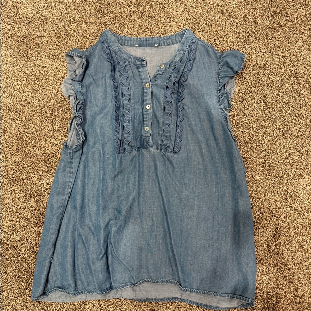 Source Unknown Blue Ruffled Blouse